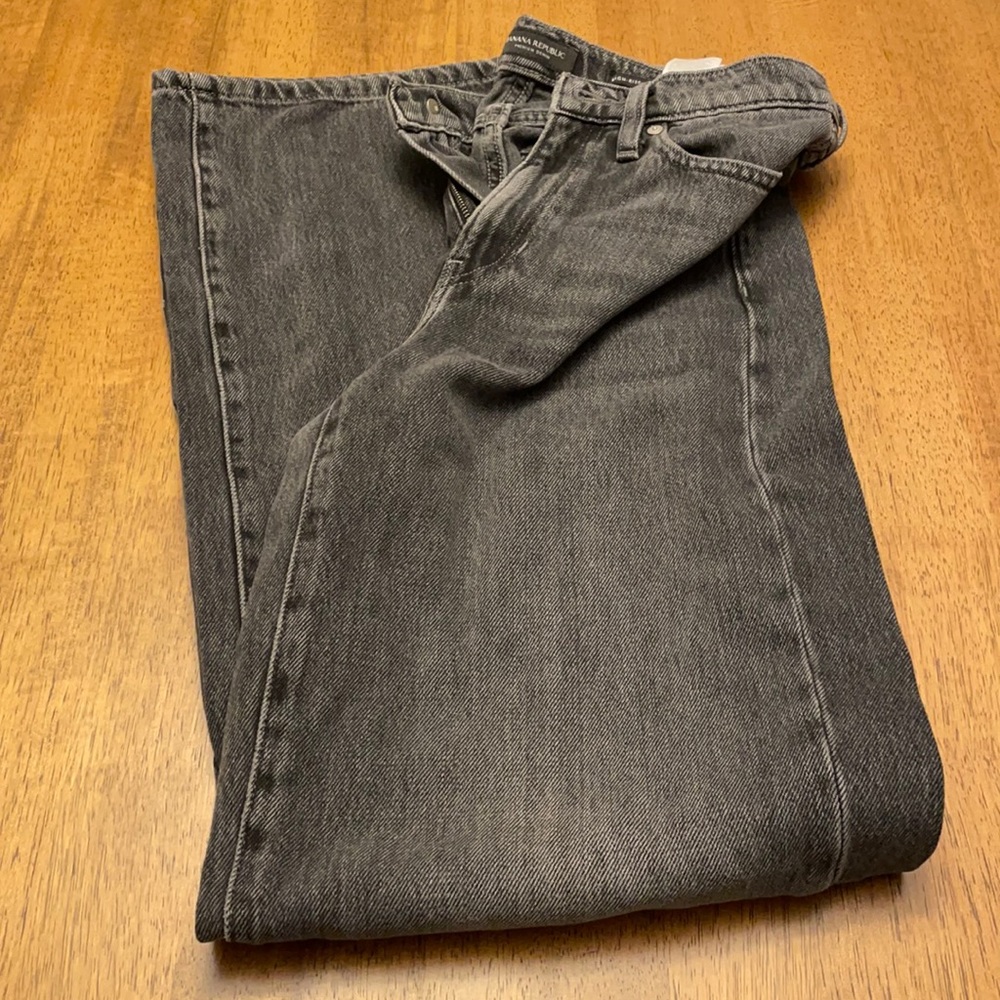 Banana Republic Black High-Rise Wide Leg Jeans